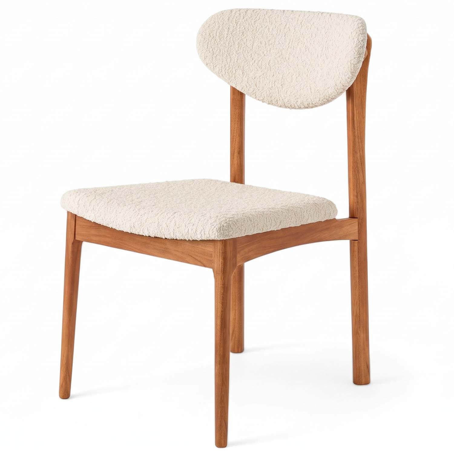 Cadeira De madeira Catarina Encosto e Assento Estofado 50 x 84 x 58 cm (L x A x P) - Cor Champagne Tecido Boucle 137A